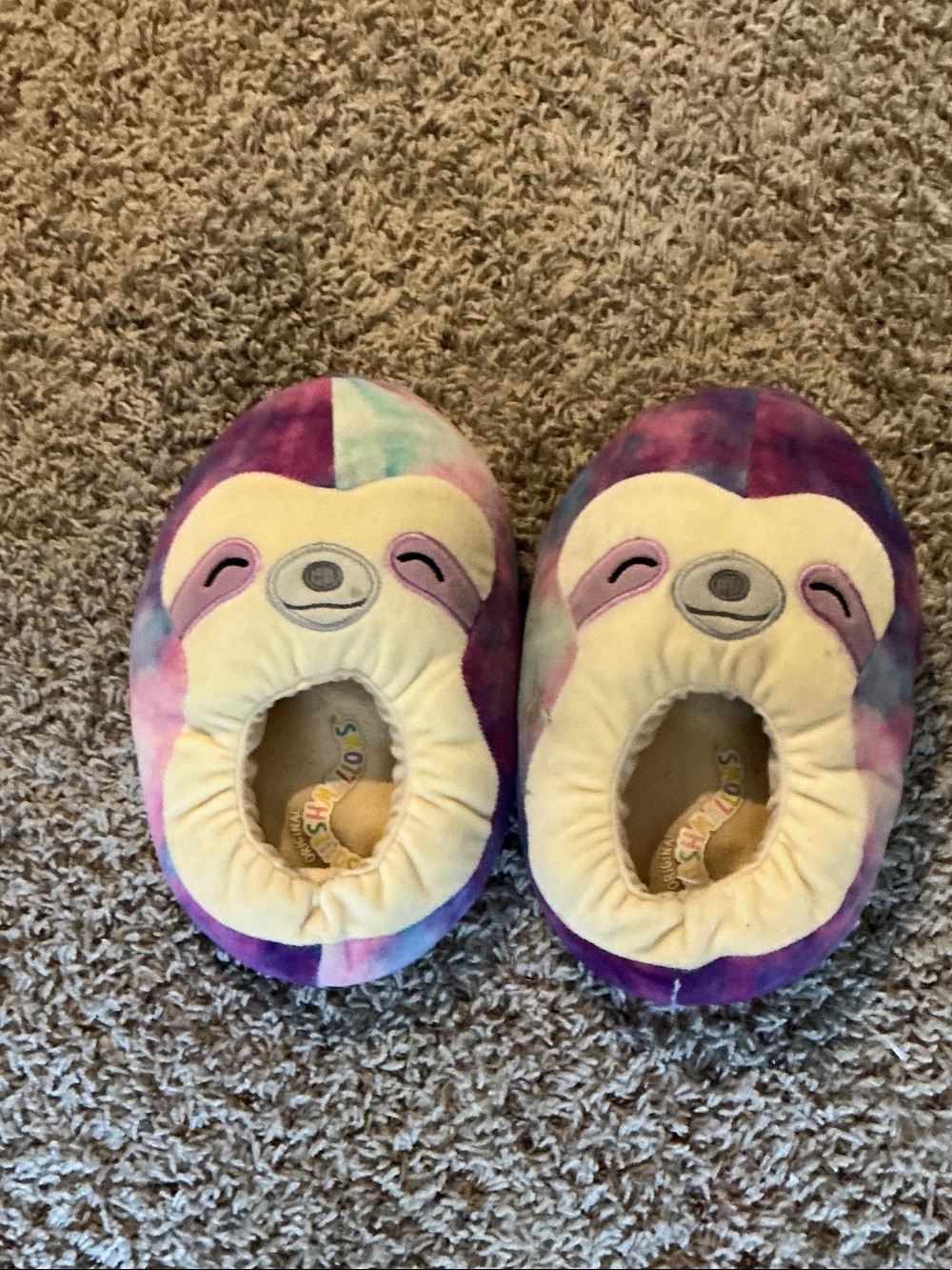 Squishmallows Tie-Dye Sloth Kids One Piece Footies - Purple/Multi